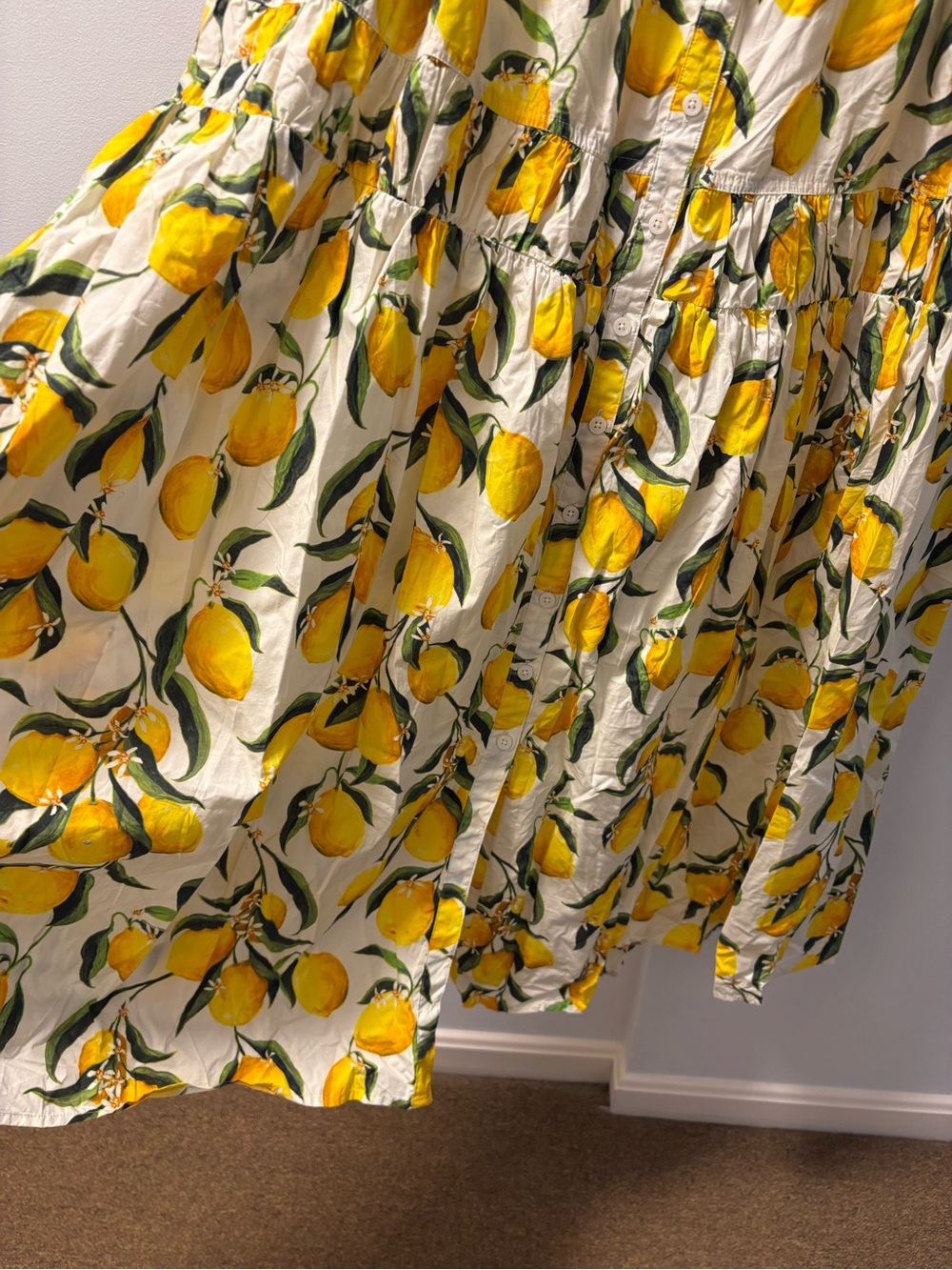 J. Crew 16 Limoncello Lemon Print Cotton Tiered Summer Plus Sundress 1X - Picture 7 of 16